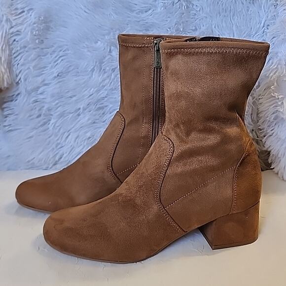 Kenneth Cole Reaction Women's Road Stretch Cognac Dress Booties Size 9 - Picture 2 of 16